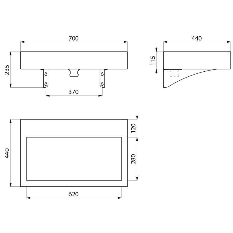 Delabie WT AQUEDUTO wandh. ohne Hahnloch Edst. 1.4301 satiniert