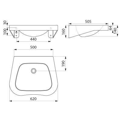 Delabie WT FRAJU PMR ohne Hl. ohne Überlauf Edst. 1.4301 satiniert