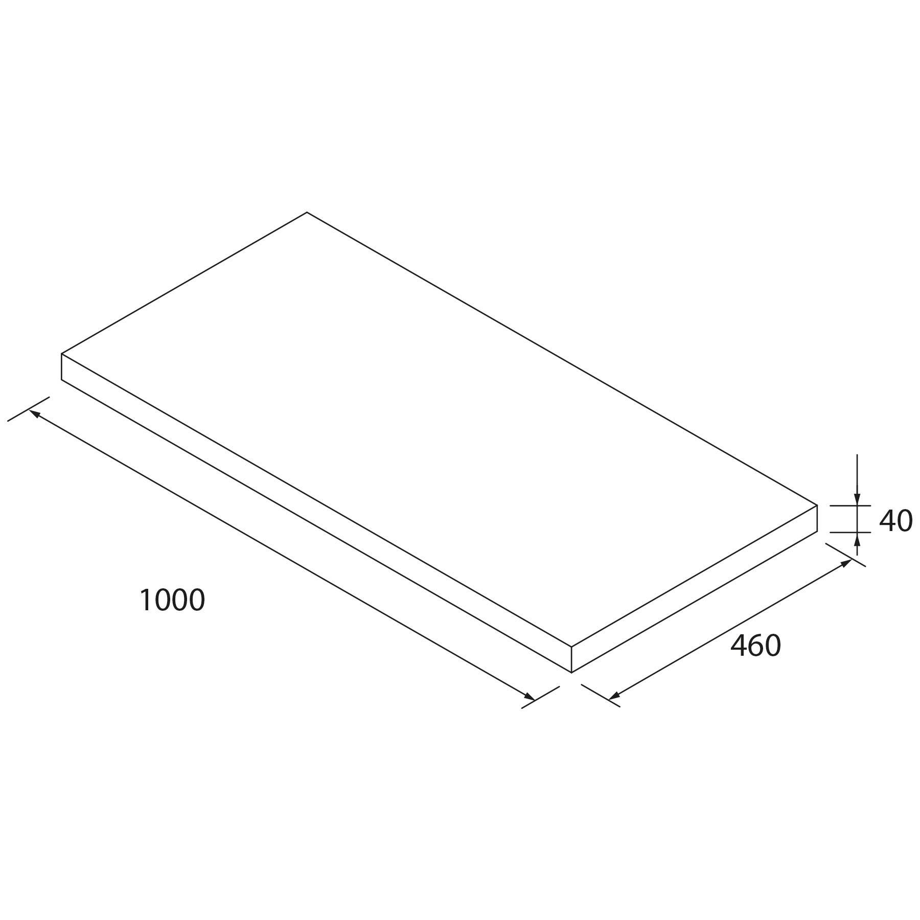 Waschtischplatte ohne Bearbeitung BLACK VELVET 1000 x 40 x 460 mm