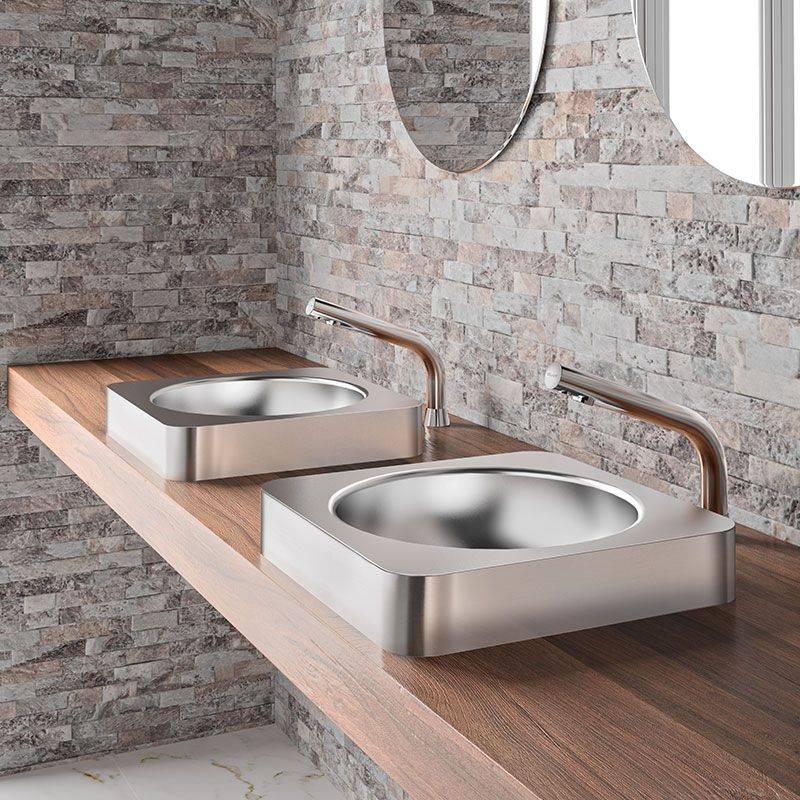 Delabie AS-Becken QUADRA o. Hl. o. Überlauf Edst. 1.4301 satiniert