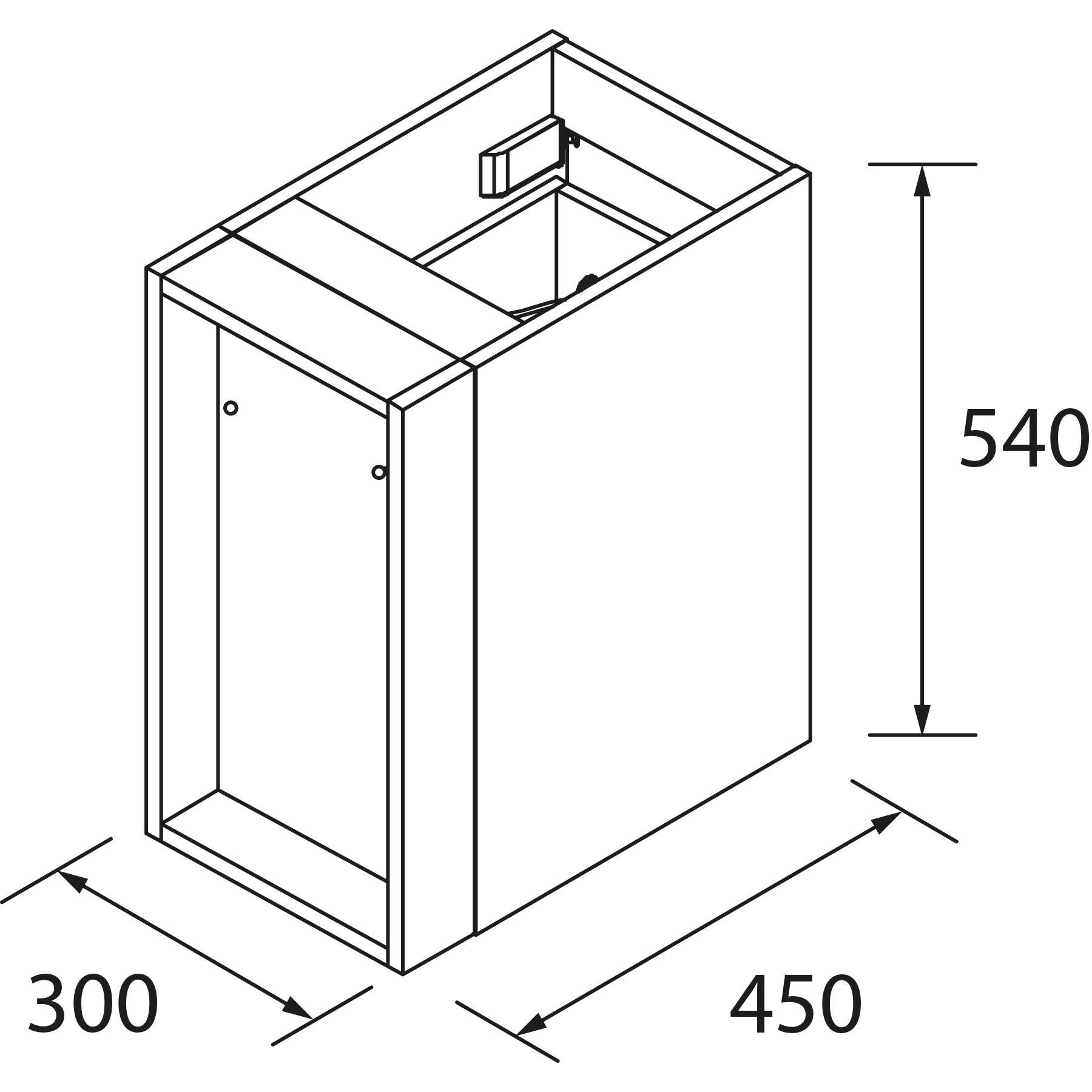 Salgar Schrankelement wandhängend ALLIANCE 300 mit zwei verdeckten Schubladen WHITE COTTON 300 x 540 x 450 mm