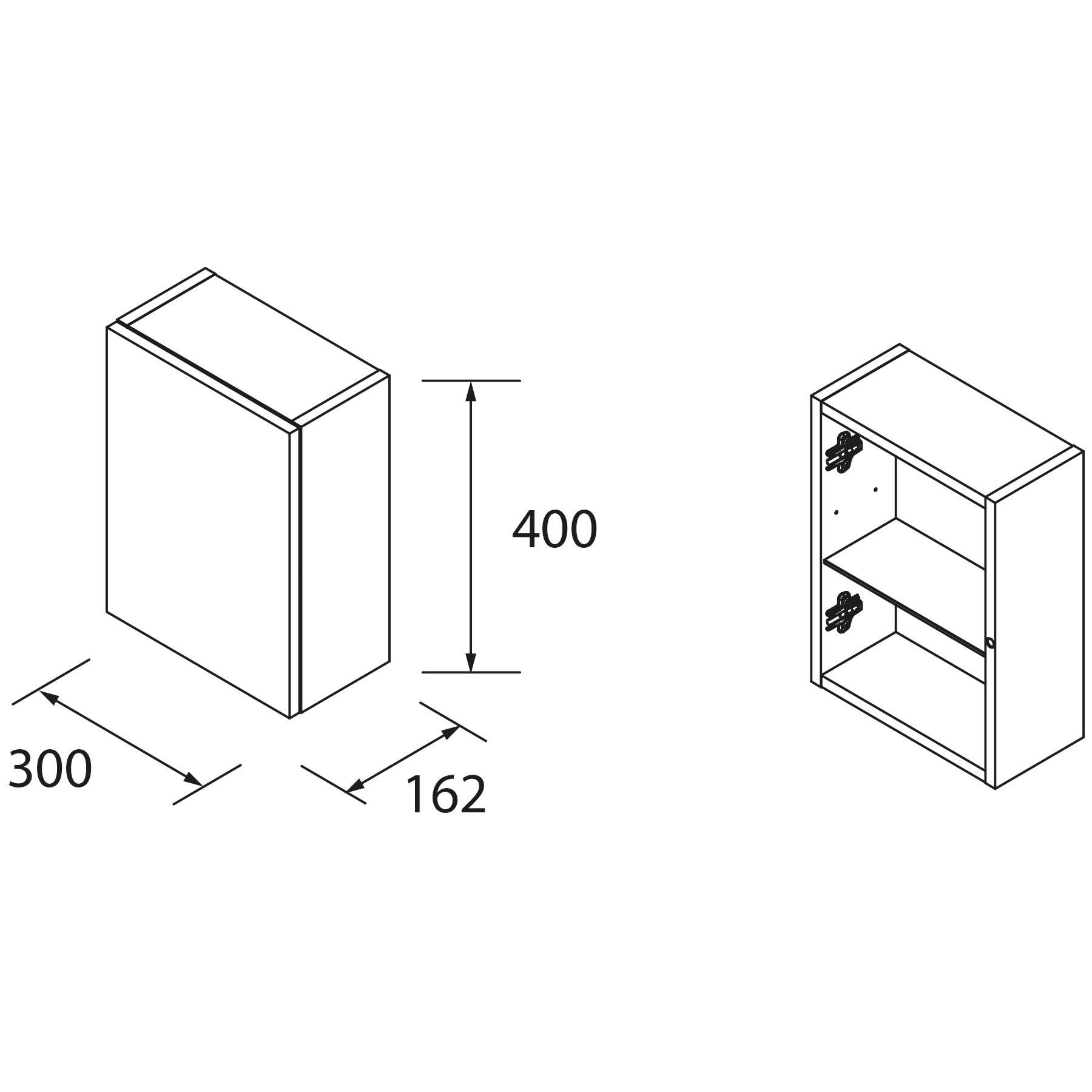 Schrankmodul ALLIANCE 300 1 Tür links/rechts mit Drucköffner MACCHIATO 300 x 400 x 162 mm