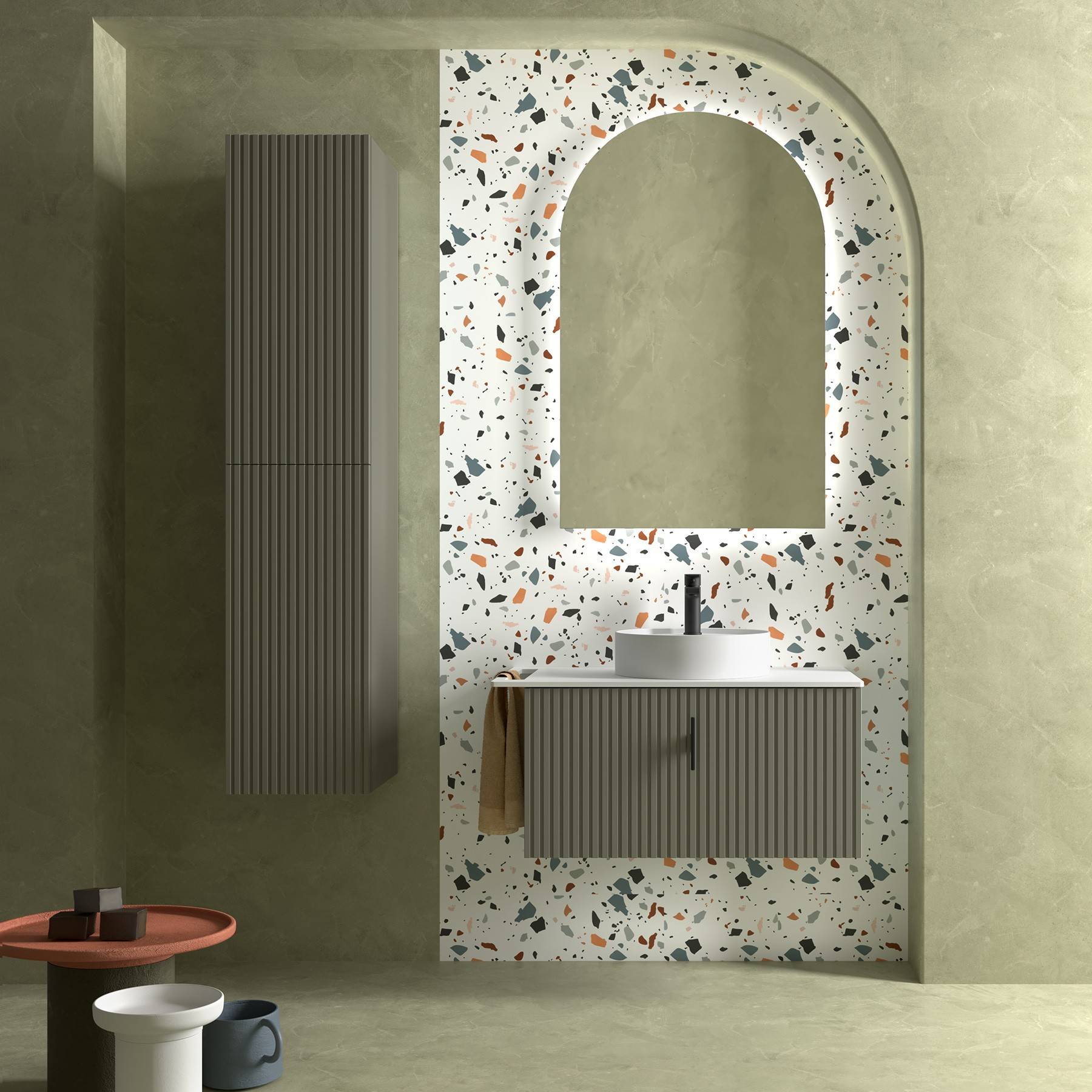 Salgar Schrank wandhängend BIBA 800 1 Metallschublade und versteckter Schublade GREEN FOREST 797 x 405 x 450 mm