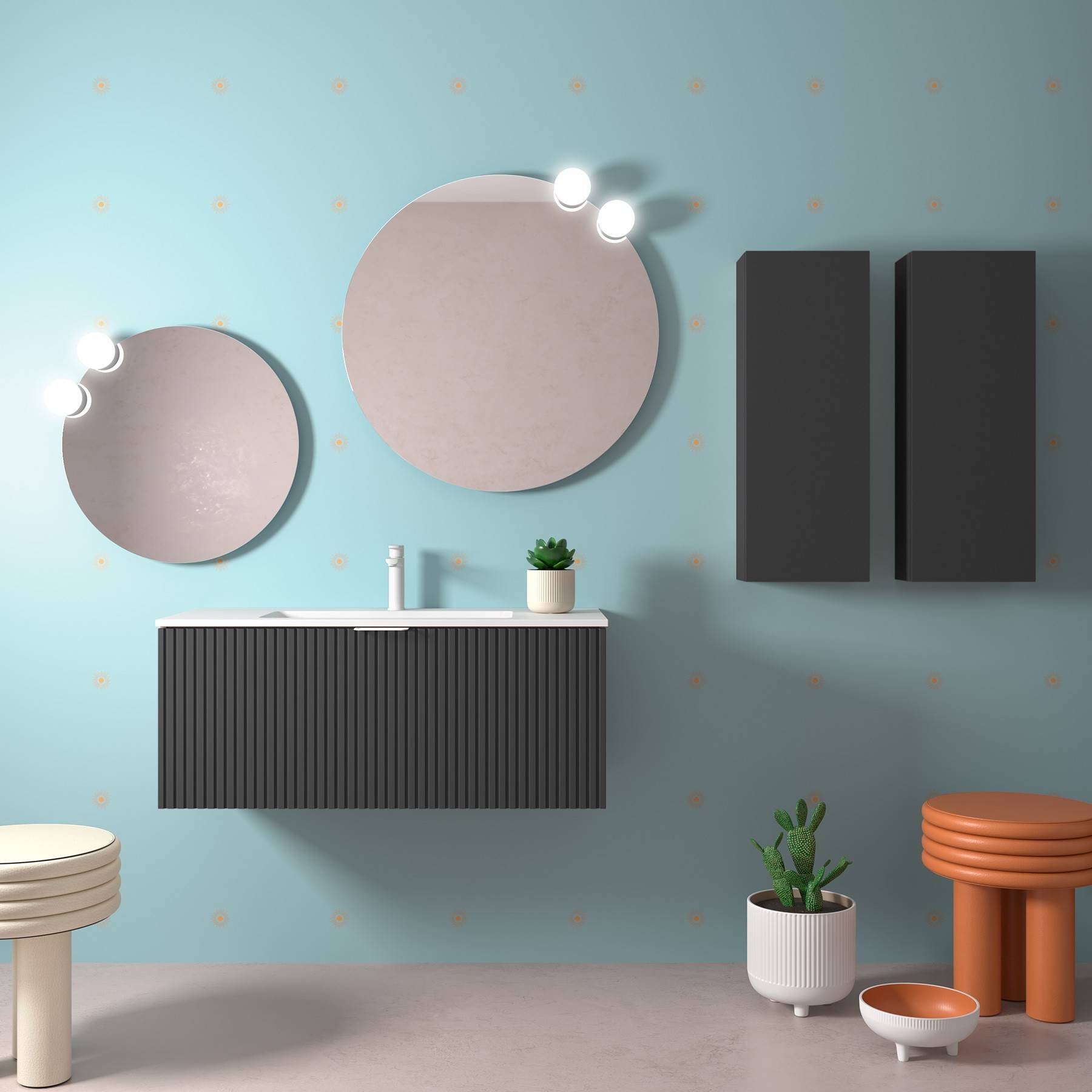 Salgar Schrank wandhängend BIBA 1000 1 Metallschublade und versteckter Schublade ANTHRAZITGRAU MATT 997 x 405 x 450 mm