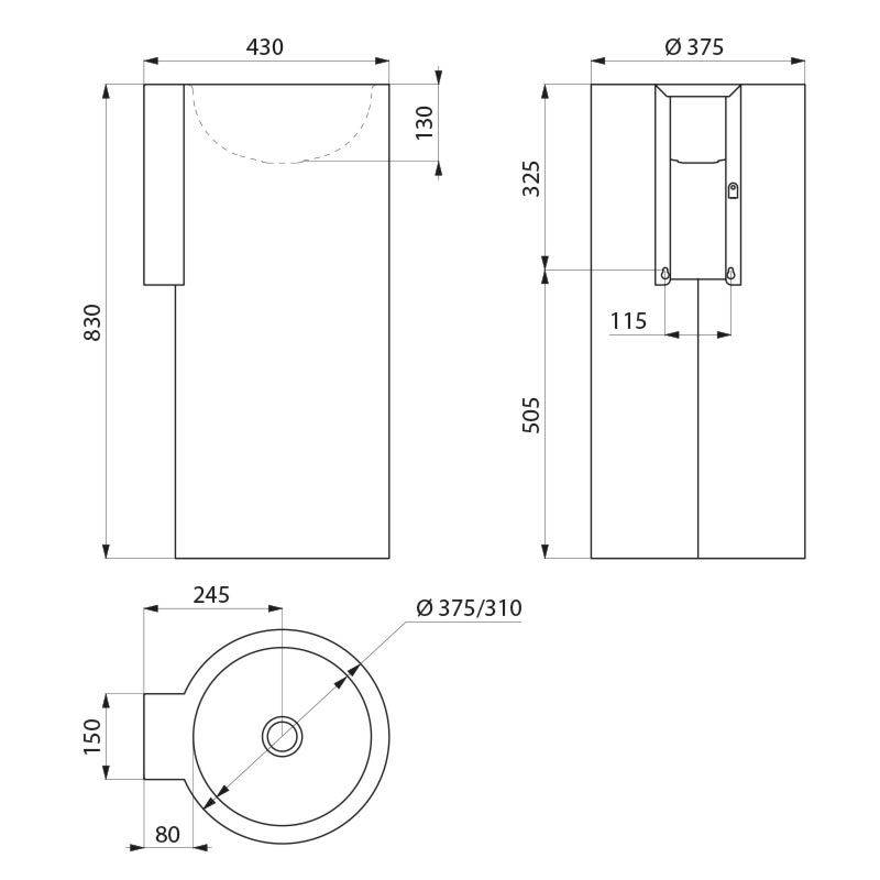 Delabie WT REDO-T ohne Hahnloch ohne Überlauf Edst. 1.4301 satiniert