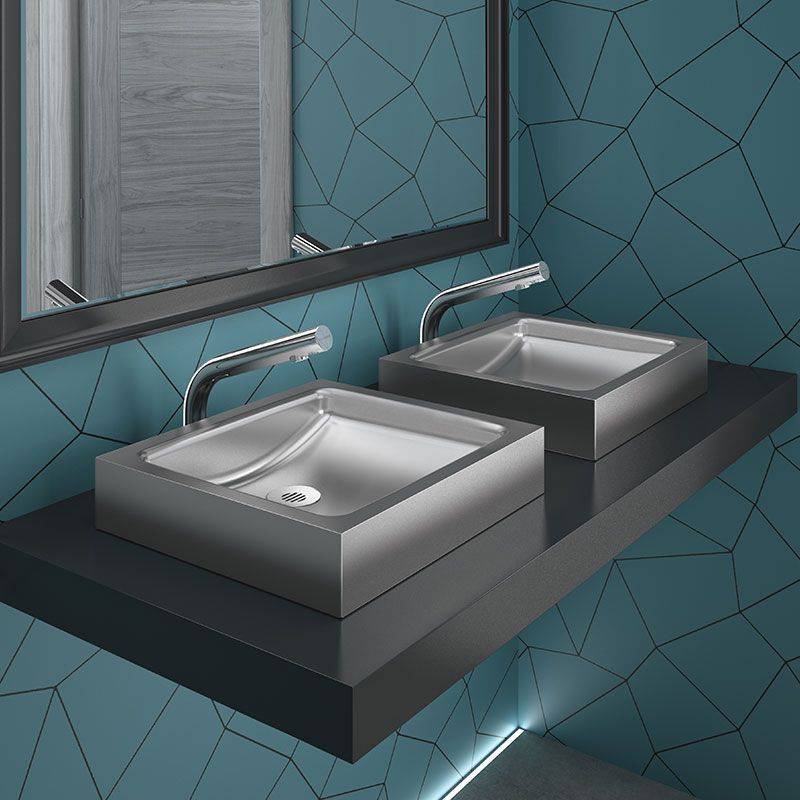 Delabie Aufsatzbecken UNITO o. Hahnloch o. Überlauf Edst. 1.4301 sat.