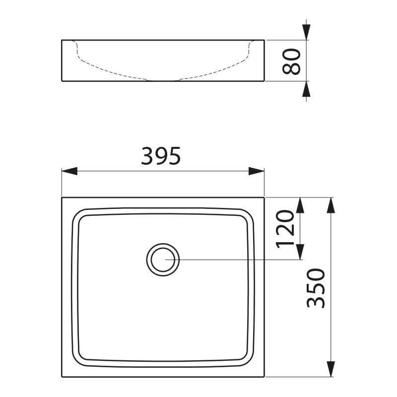 Delabie lavabo à poser UNITO sans trou de robinet sans trop-plein acier inoxydable 1.4301 satiné