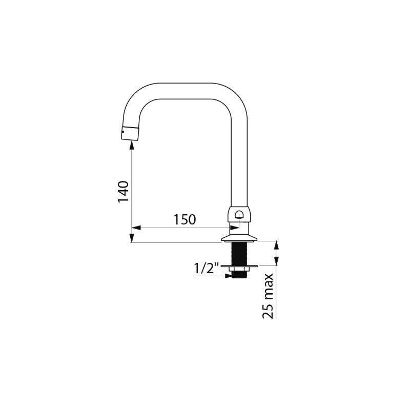 Delabie Schwenkauslauf D22 H140 L150mm
