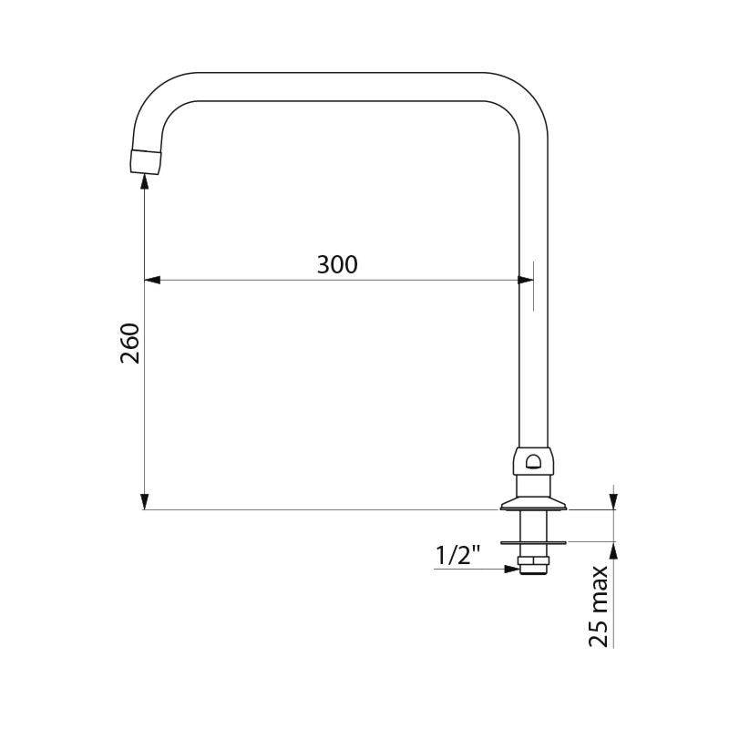 Delabie Schwenkauslauf D22 H260 L300mm