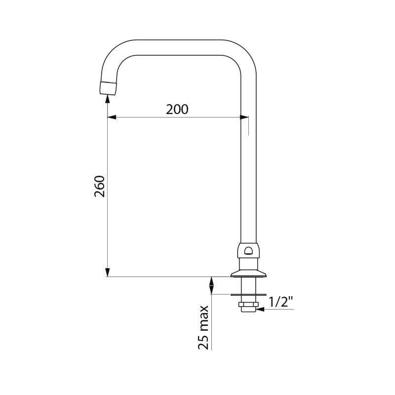 Delabie Schwenkauslauf D22 H260 L200mm