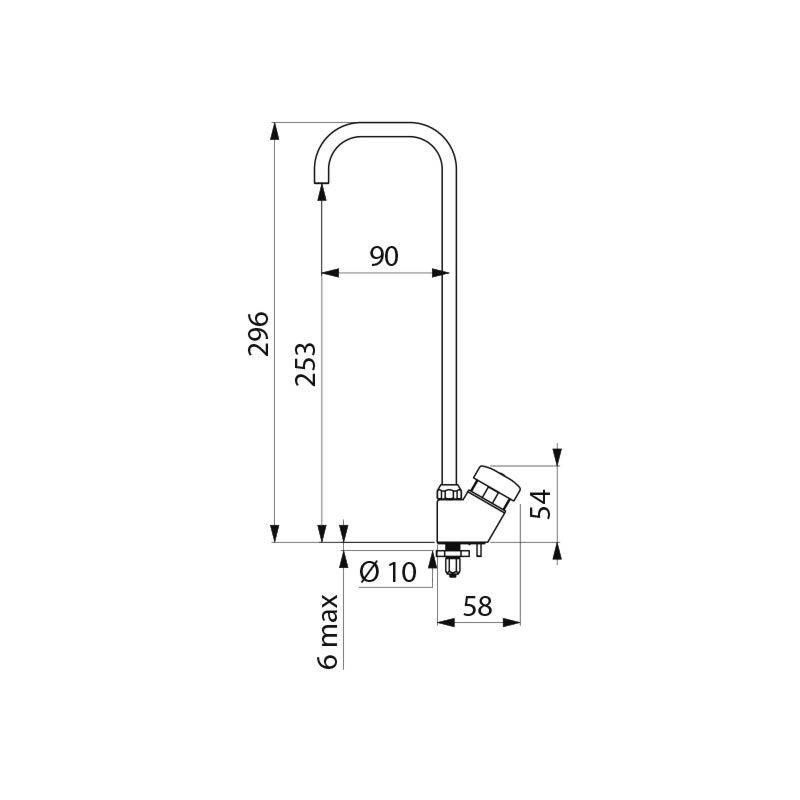 Delabie Trinkbrunnenarmatur Schwanenhals für Rilsan-Schlauch 4x6mm