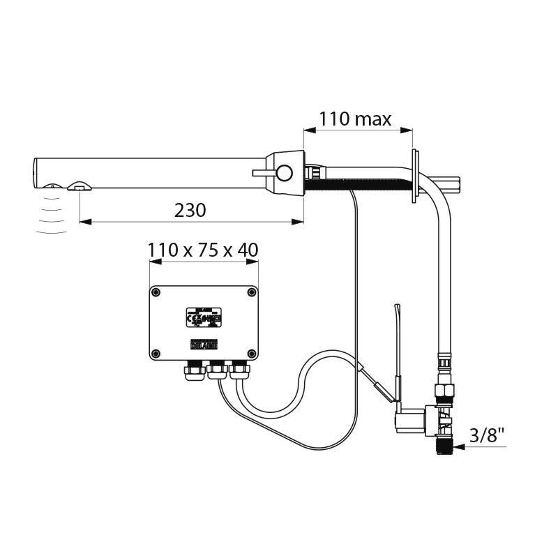 Delabie W.MBatt.BINOPTIC MIX Montage murale 110 G3/8B Fixe 230/12V Transformateur