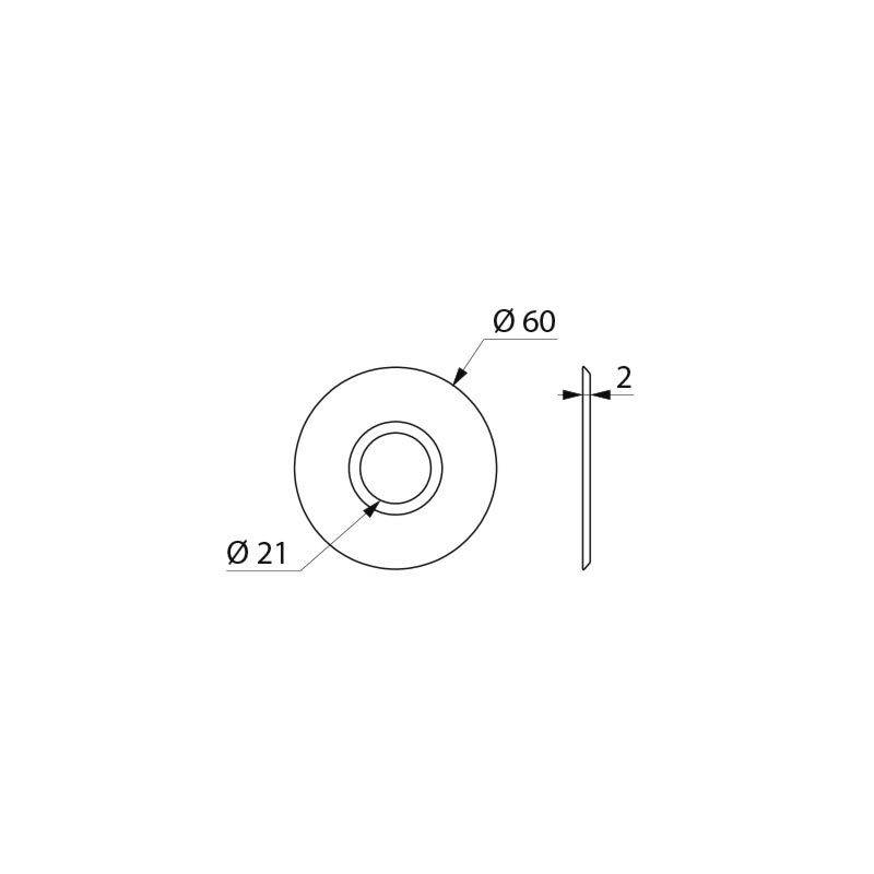 Rosettes murales profilées D60x21x5mm pour robinet G1/2B, 2 pcs.
