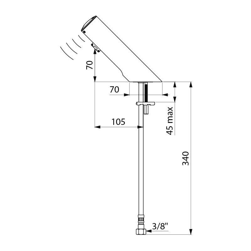 Delabie Ventil TEMPOMATIC 4 WT G3/8 mit 6V-Batterien integriert