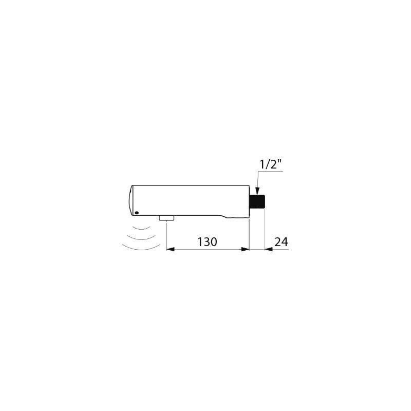 Delabie Wand Ventil TEMPOMATIC 4 G1/2B, 6V-Batt, L130 f.Massivw.Renov.
