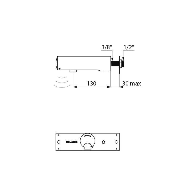 Delabie Wandventil TEMPOMATIC 4 WT G1/2B, 6V-Batterien integr, L.130