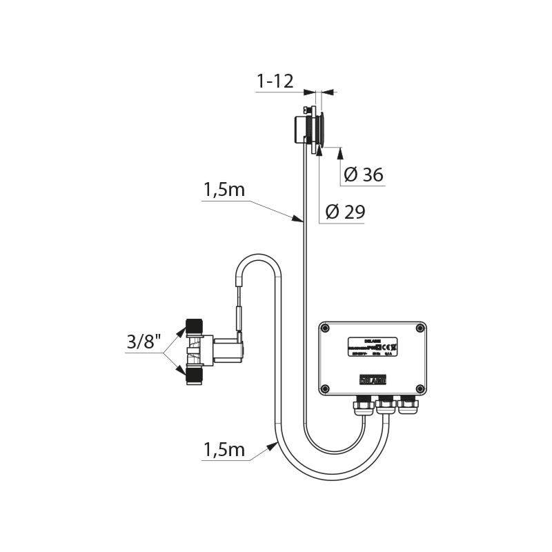 Delabie Armatur TEMPOMATIC G3/8B 230/12V f. Paneel 1-12mm ohne Ausl.