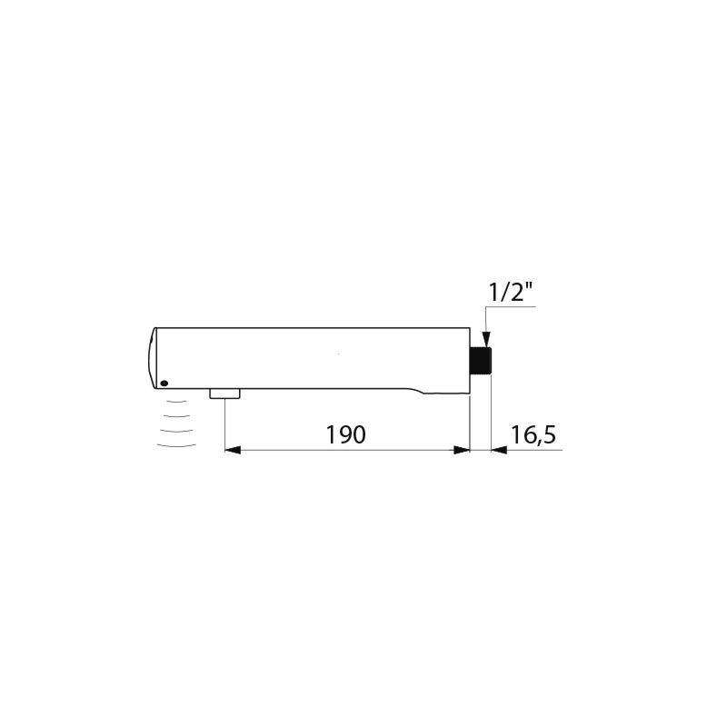 Delabie Wand Ventil TEMPOMATIC 4 G1/2B, 6V-Batt, L190 f.Massivw.Renov.
