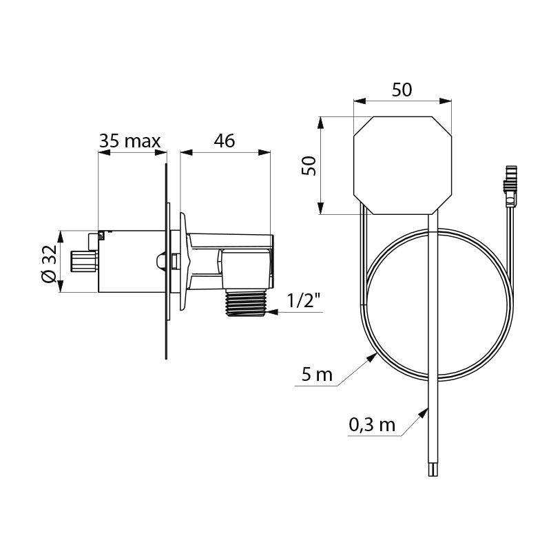 Module de raccordement Delabie G1/2B + 230/6V pour BINOPTIC 2+TEMPOMATIC 4 Set1/2