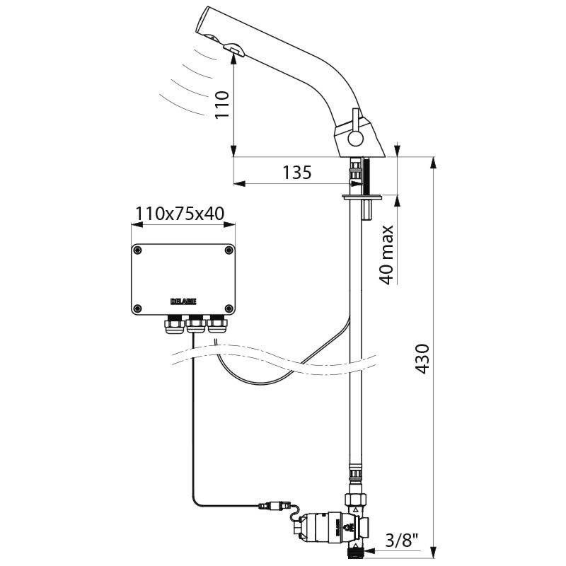 Delabie Stand MBatt. BINOPTIC MIX G3/8B mit 6V-Batt.in Elektronik-Box