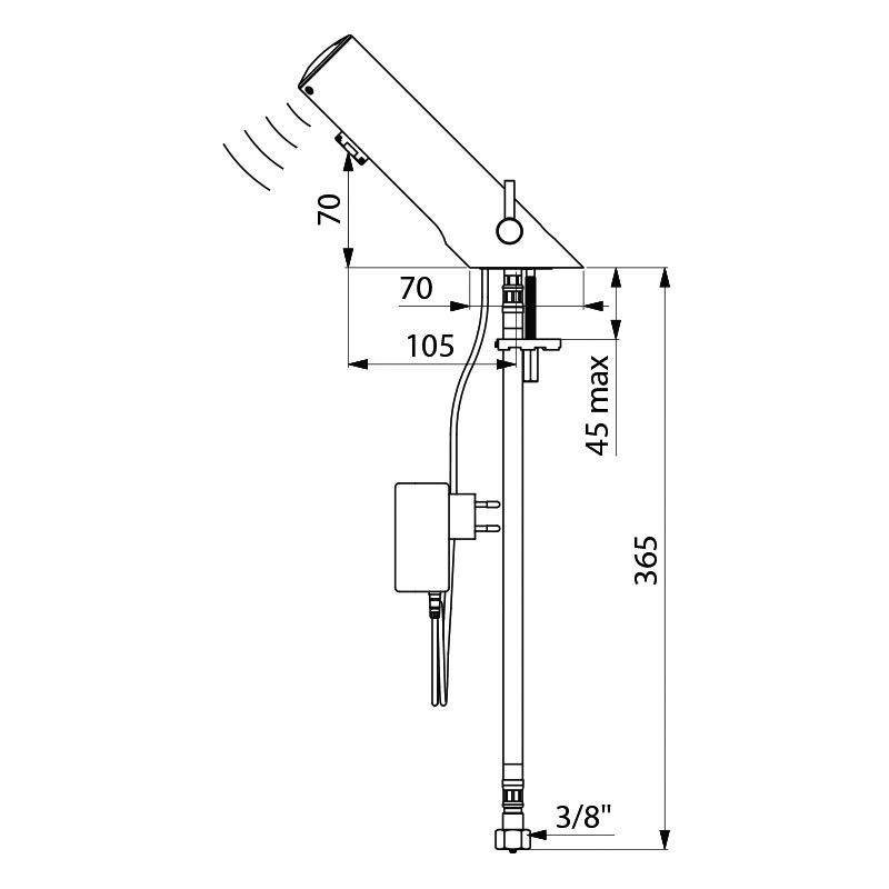 Delabie Stand MBatt. TEMPOMATIC MIX4 G3/8 m. Steckernetzteil,230/6V