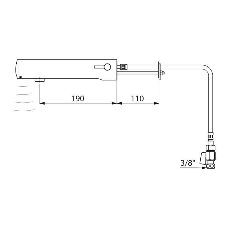 Delabie MBatt. TEMPOMATIC MIX4 WT G3/8 6V-Batt. L190 Hinterwandmont.