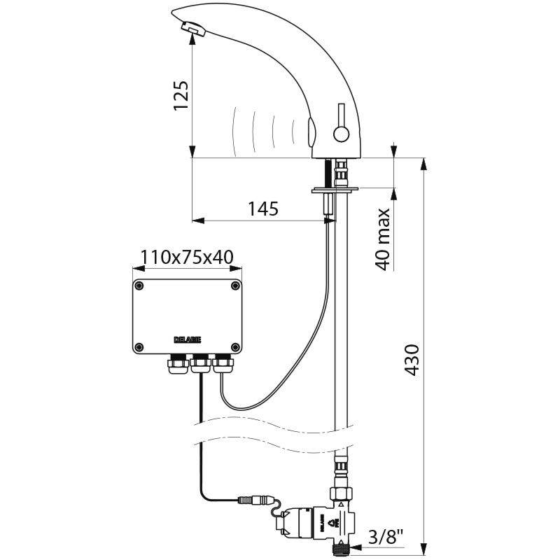 Delabie Stand MBatt.TEMPOMATIC MIX 2 G3/8B m. 6V Batt.