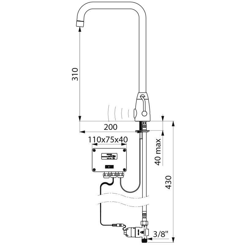 Ddelabie Stand MBatt. TEMPOMATIC MIX PRO G3/8B 6V Batt Schwenkauslauf