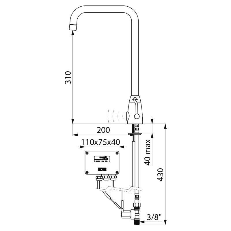 Delabie Stand MBatt. TEMPOMATIC MIX PRO G3/8B 230/12V Schwenkauslauf