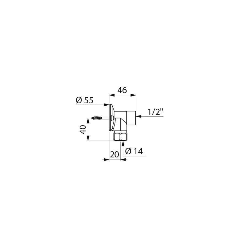Delabie Wandscheibe verstärkt G1/2B x G1/2 mit Überwurfmutter D14mm
