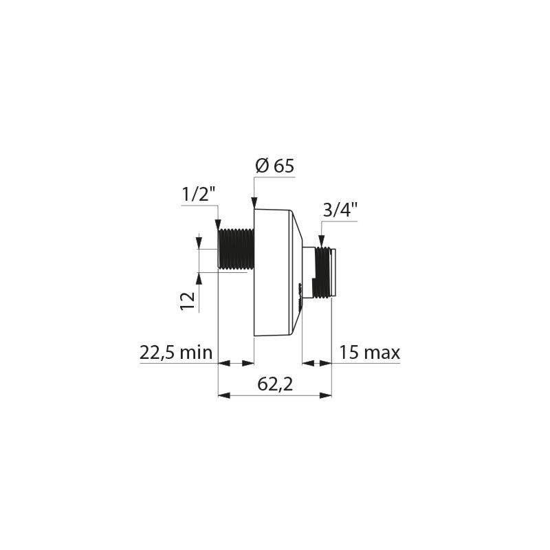 Delabie 2 raccords en S STOP/CHECK G1/2B x G3/4B, entraxe 12 mm