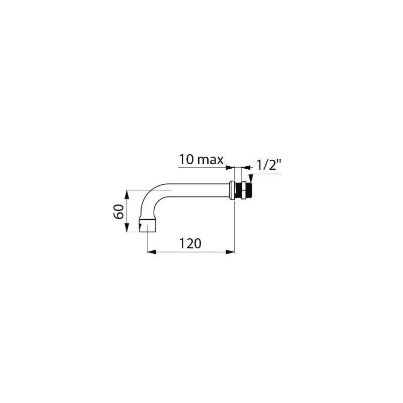 Delabie Robinet mural CORBIN pour cloison 1-10mm, G1/2B L120 H60mm, robinetterie de réglage série