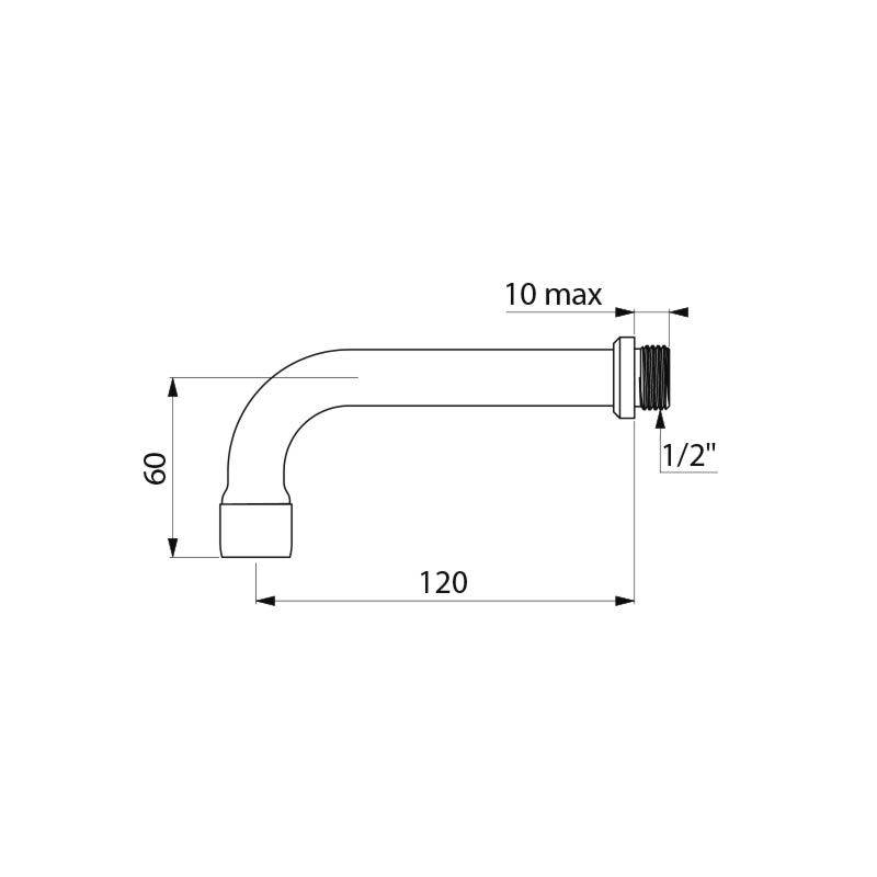 Delabie Wand Ausl. CORBIN fest G1/2B L120 H60mm Str.-Regl. m.DF-Reg.