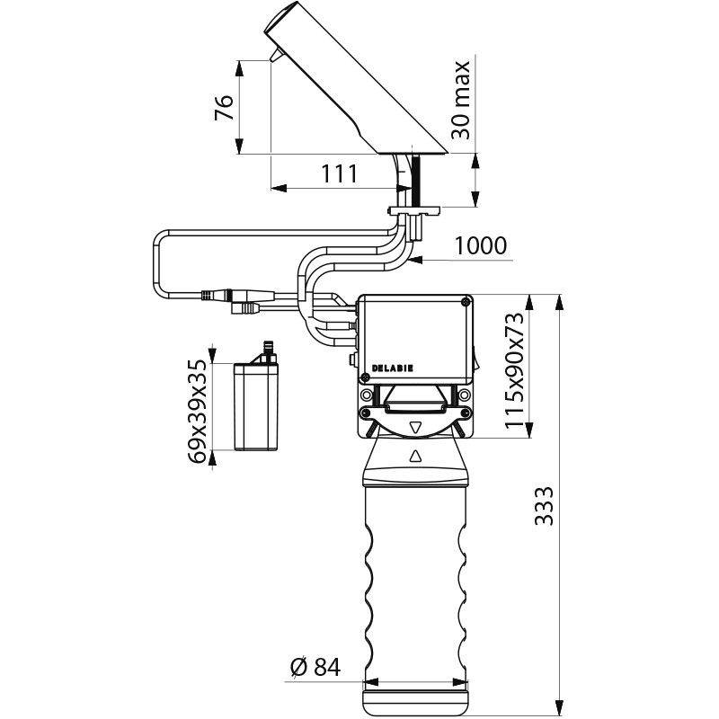 Delabie Flüssigseifensp. T4 verchr. Standm., 1l, Batteriebetrieb