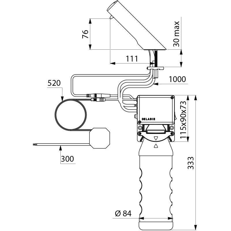 Delabie Flüssigseifensp./Schaum T4 verchr Standm. 1l Netzbetrieb