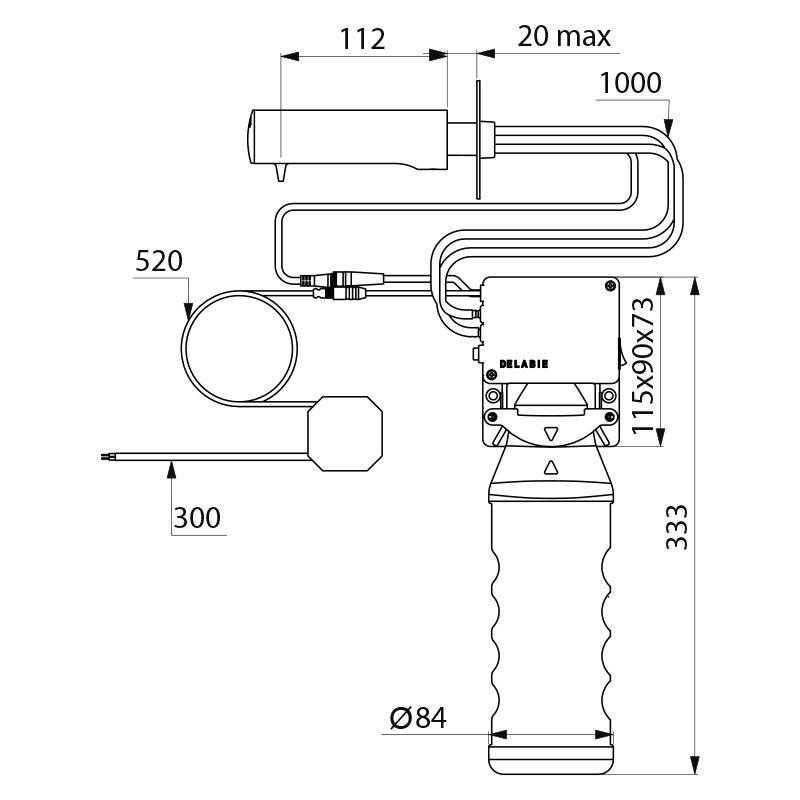 Delabie Flüssigseifenspender T4 verchromt, Wand, 1l, UP-Netzteil