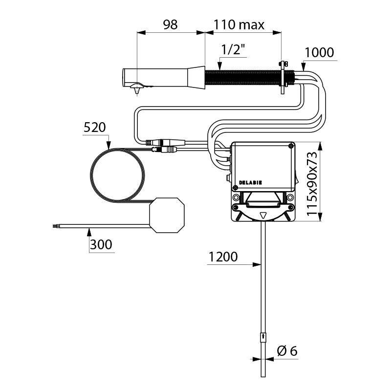 Delabie Seifensp. BINOPTIC schw. Hw.-Mont. Schl. L.1,2 Netzbetrieb