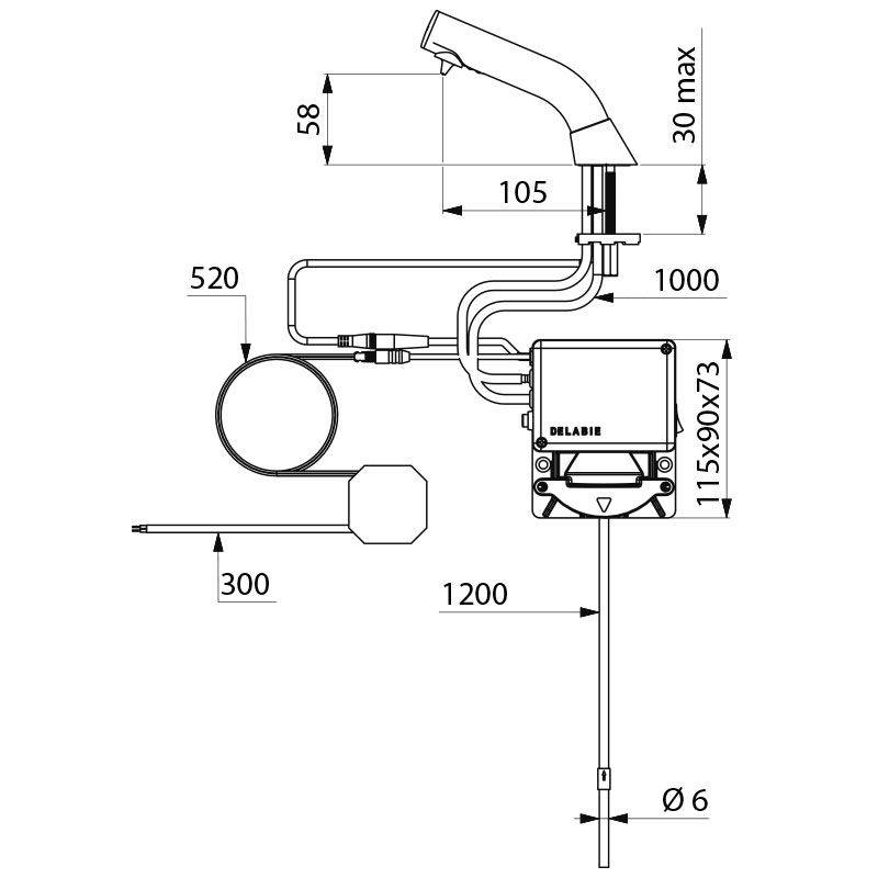 Delabie Seifensp. BINOPTIC verchr. Standm. Schl. L.1,2 Netzbetrieb