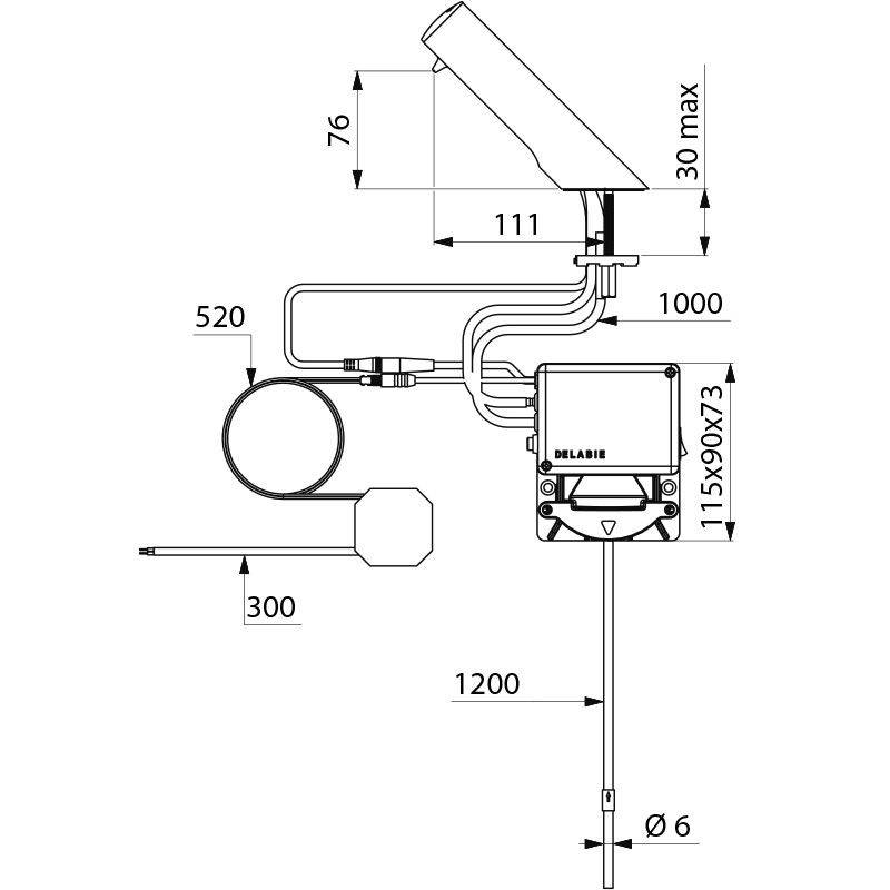 Delabie Seifensp. T4 verchr. Standm. Schlauch L.1,2 Netzbetrieb