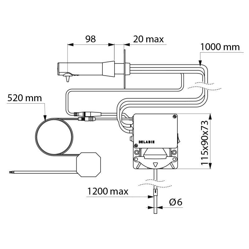 Delabie Seifensp. BINOPTIC sat. W.-mont. Schlauch L.1,2,Netzbetrieb