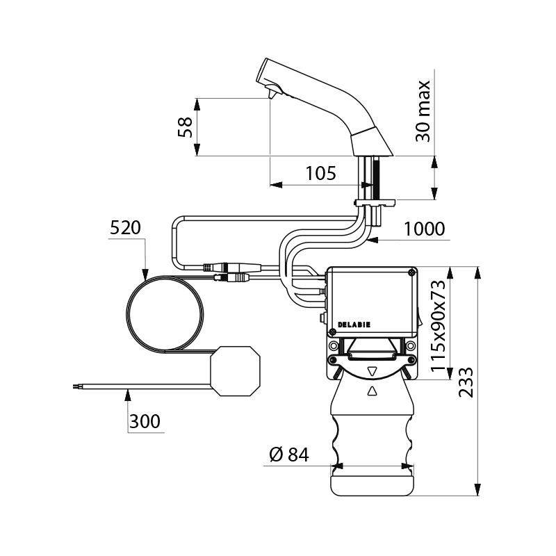 Delabie Flüssigseifensp./Schaum BINO verchr.Standm. 0,5l Netzbetrieb