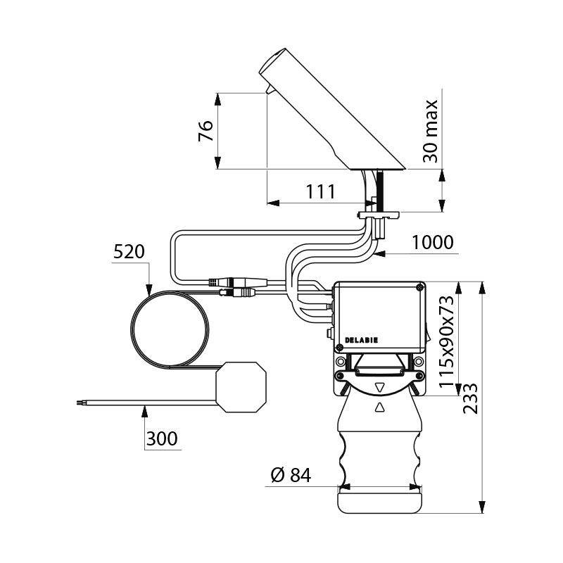 Delabie Distributeur de savon liquide/mousse T4 chromé sur socle 0,5 l alimentation secteur
