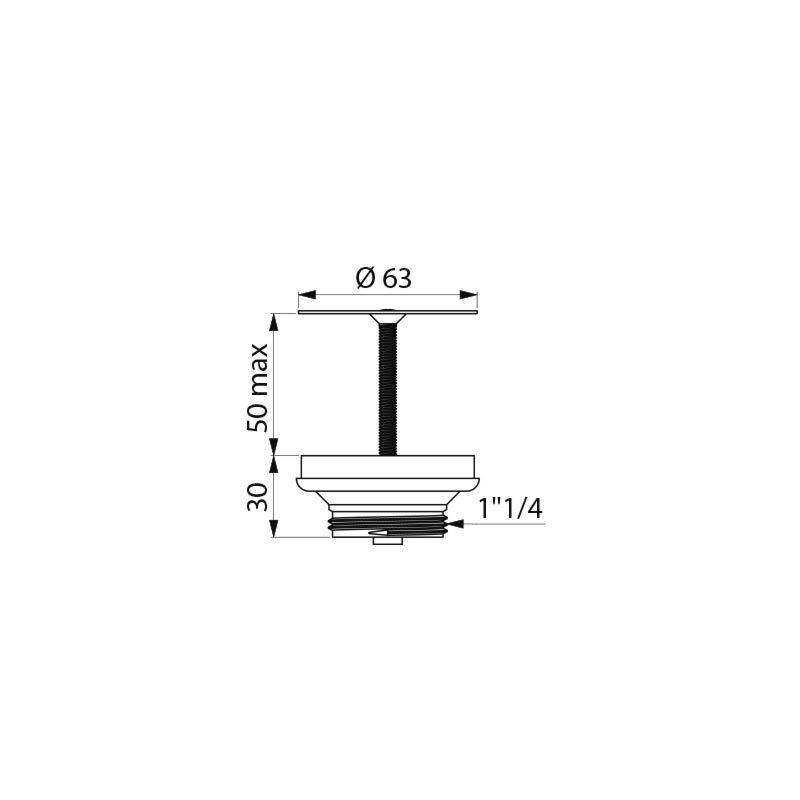 Delabie Siebablaufv. f. UR u. WT, D63mm G 11/4B Edst. m. Zentralschr.