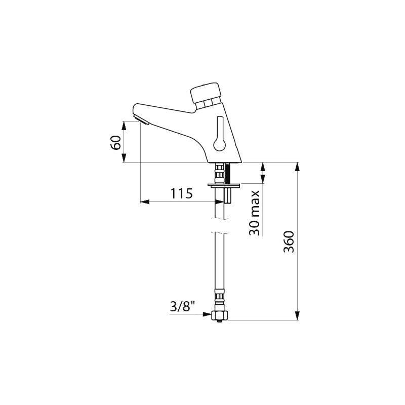 Delabie Selbstschluss-Mischbatterie TEMPOMIX 2 AB G3/8 7 Sek.