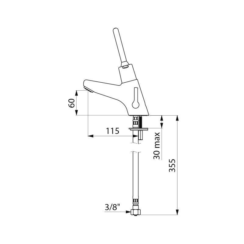 Delabie Selbstschluss-Mischbatterie TEMPOMIX 2 G3/8 mit Hebel,7 Sek.