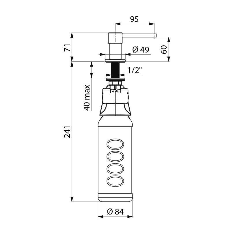 Delabie Seifensp. Ausl. gerade m. Kartusche, Seifentank 0,5 l, Edst.