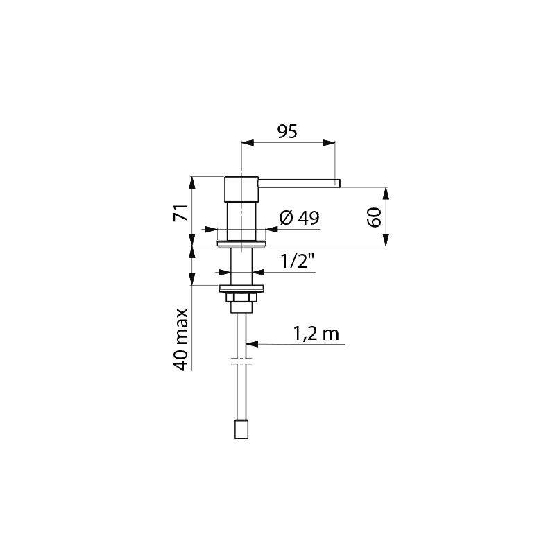 Delabie Seifensp. Ausl. gerade. m. Kartusche, Schl. L1200mm, Edst.