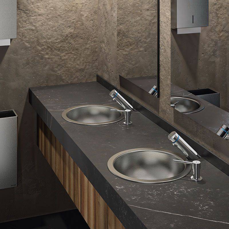 Delabie Seifensp. Ausl. gerade m. Kartusche, Seifentank 1 l, Edst.