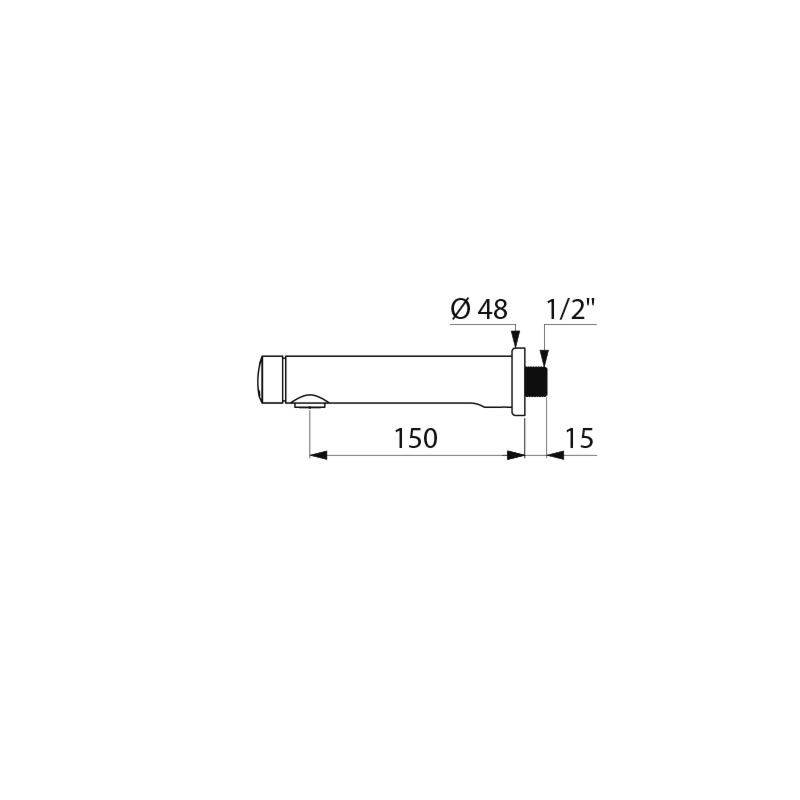 Delabie Wand Selbstschlussventil TEMPOSOFT2 G1/2B 7 Sek, L150mm