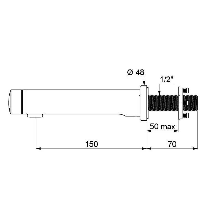 Delabie TEMPOSOFT 2 WT-Ventil G1/2B Paneelmontage 50mm 7 Sek. L.150